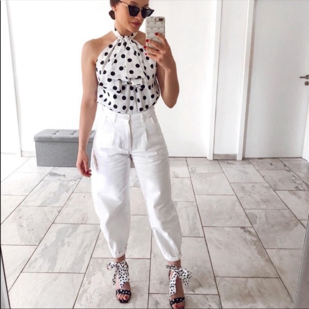 Zara white slouchy jeans